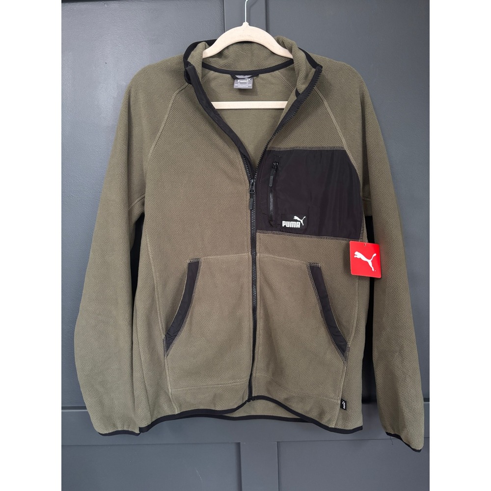 Puma Polar Fleece Jacket Olive Green Full Zip Utility Gorpcore Outdoor NWT S